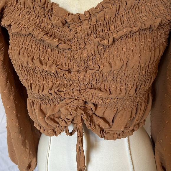 SHEIN Curve Plus Size Boho Long Sleeve Stretch Sexy Adjustable Peasant Top 2X - Picture 2 of 7